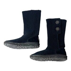 UGG Black 2 Button Knit Classic Cardy Sweater Boots Size 5
